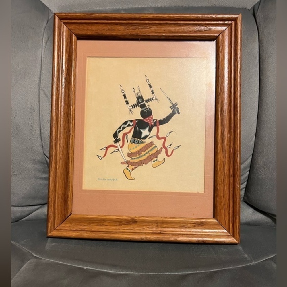 Allan Houser Apache Art Dancer Silk Screen Print Framed Tewa Enterprises